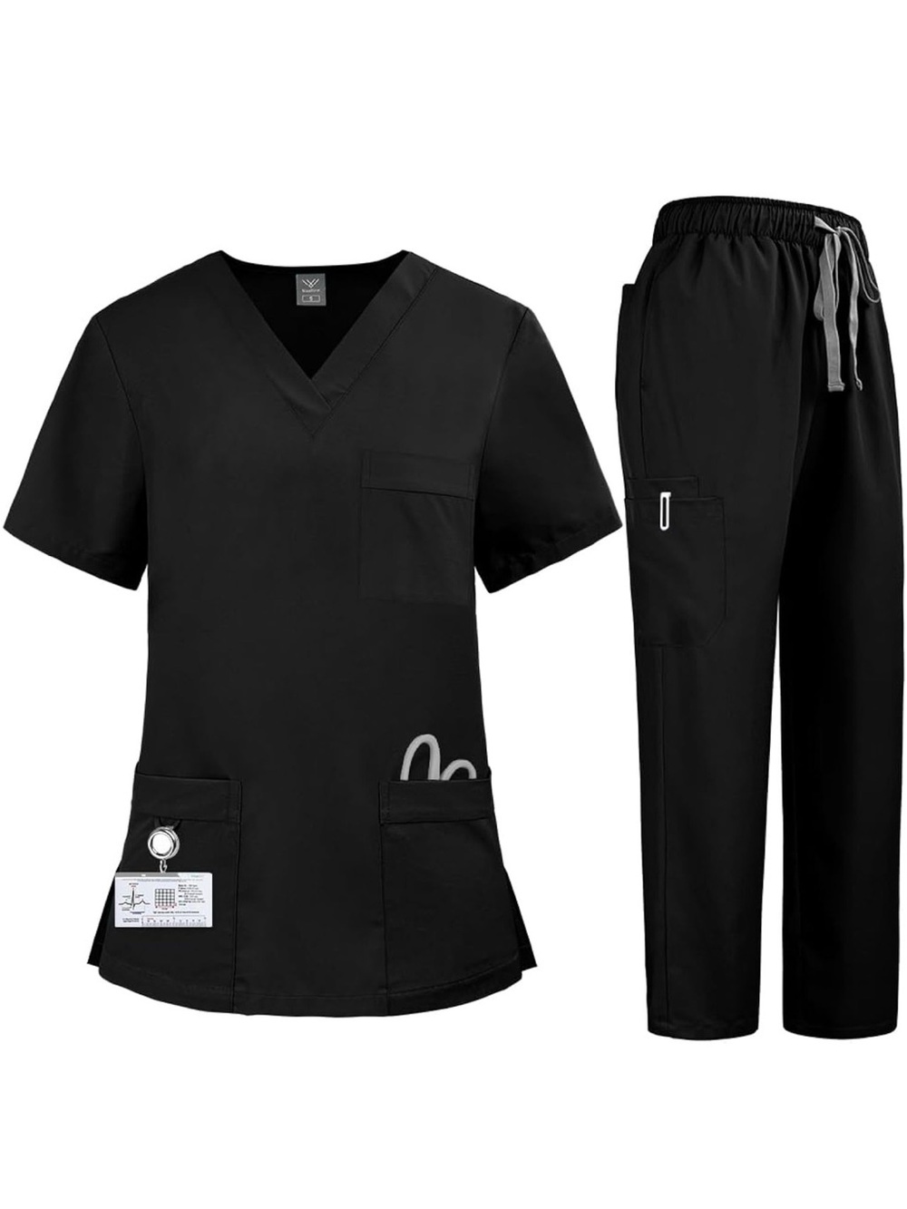 Niaahinn Black Two-Piece Scrub Set